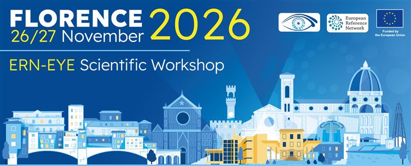 Visual announcement for 9th ERN-EYE Scientific Workshop in Florence, Italy.